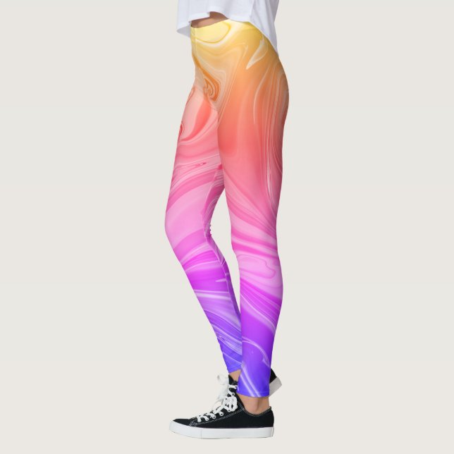 Blue Pink Red Yellow Gradient Abstract Leggings (Left)