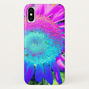 Blue pink retro funky sunflower photo  Case-Mate iPhone case