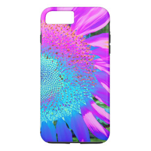Blue pink retro funky sunflower photo iPhone 8 plus/7 plus case