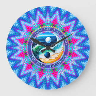 Blue Pink Rise Energy Journey Change Affirmation Large Clock
