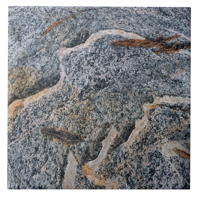 Blue Pink Rust Rock Surface Abstract Ceramic Tile (Front)