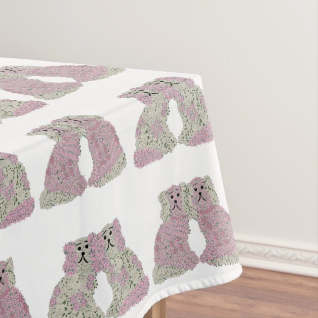  Blue Pink Staffordshire Dogs Ginger Jars Jar Tablecloth (In Situ)