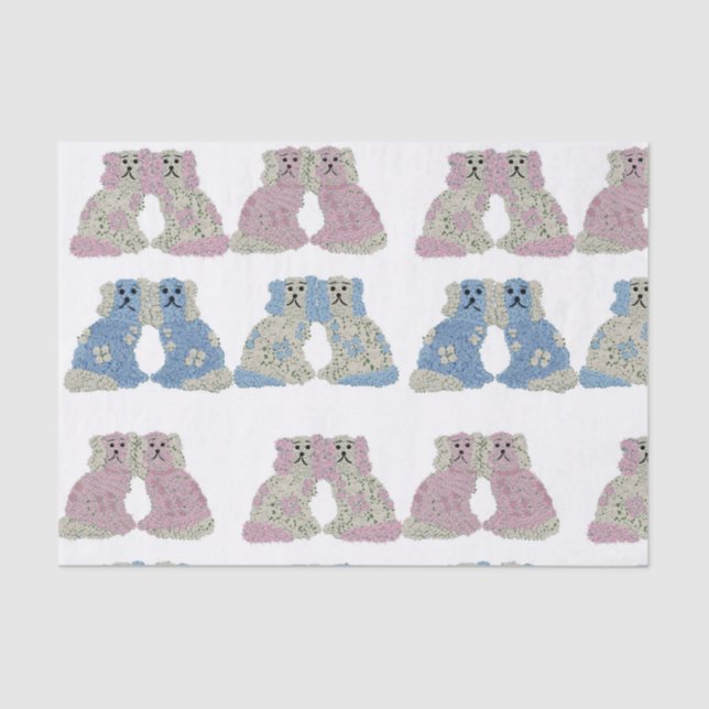  Blue Pink Staffordshire Dogs Ginger Jars Jar Tissue Paper (Front)