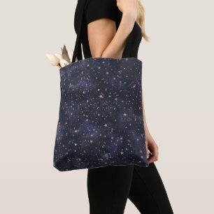 Blue & Pink Starry Night Sky Celestial Whimsical Tote Bag