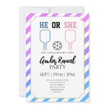 Blue Pink Stripes Pickleball Gender Reveal Party