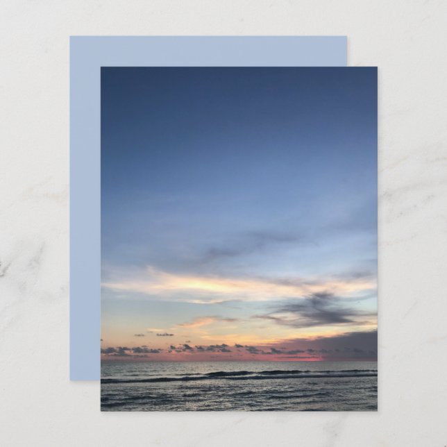 Blue Pink Sunrise Ocean Beach scrapbook paper (Front/Back)