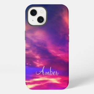 Blue Pink Sunset Clouds Evening Sky Personalized iPhone 13 Case