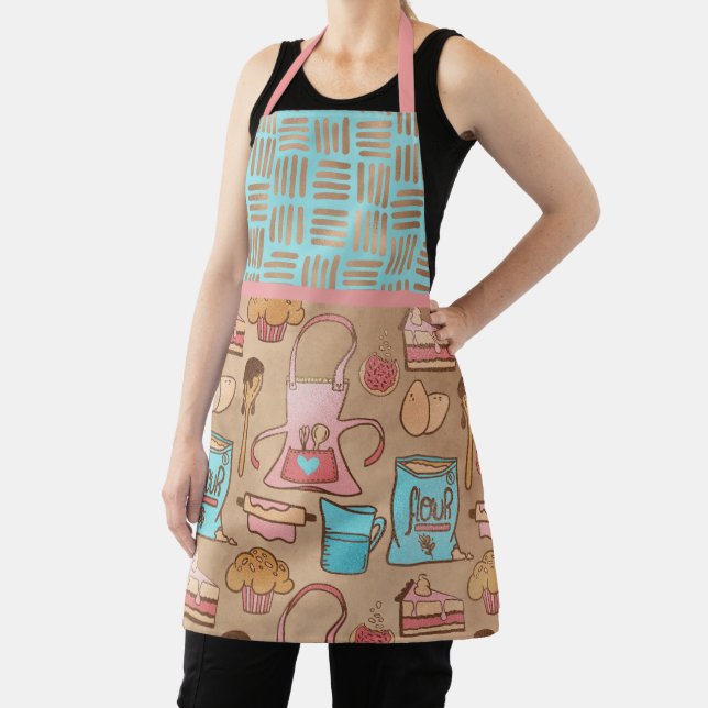 Blue, Pink, Tan, and Gold Baking Apron (Insitu)