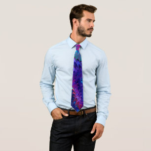 Blue Pink Teal Abstract Marbling Ebru Art Tie