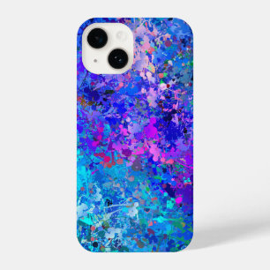Blue Pink Teal Drops Abstraction   iPhone 14 Case