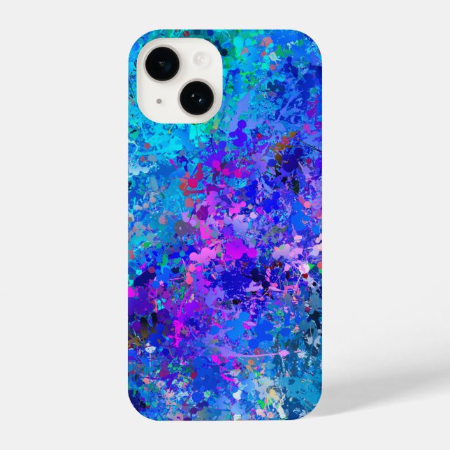 Blue Pink Teal Drops Abstraction   iPhone Case (Back)