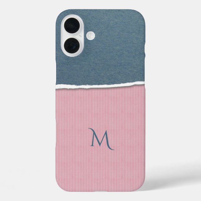 Blue & Pink Texture custom monogram phone cases (Back)