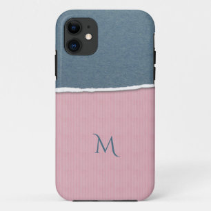 Blue & Pink Texture custom monogram phone cases