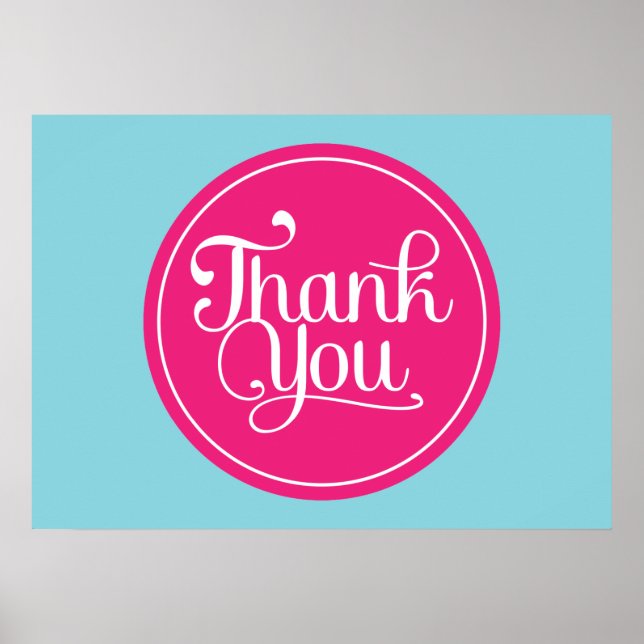 Blue Pink Thank You Poster (Front)