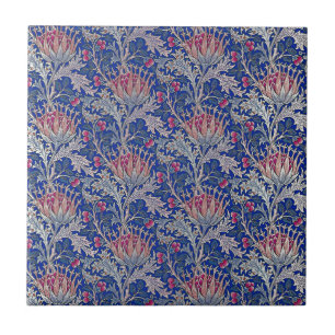 blue pink thistle tile