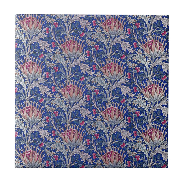 blue pink thistle tile (Front)