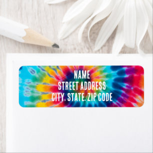 Blue & Pink Tie Dye Return Address Label Colourful