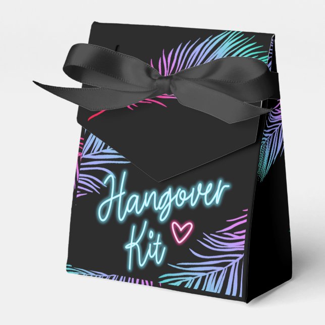 Blue & Pink Tropical Bach Hangover Kit Favor Box (Front Side)