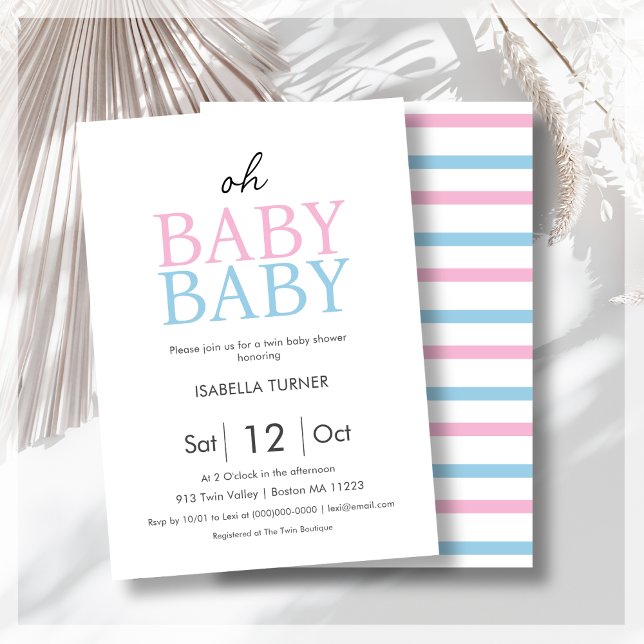 Blue & Pink | Twin Baby Shower Invitation (Creator Uploaded)