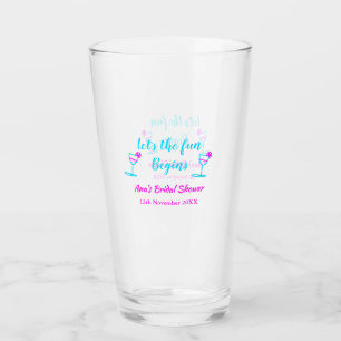 Blue pink vine glass bridal shower let's fun begin