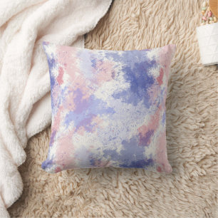 Blue Pink Watercolor Modern Abstract Throw Pillow