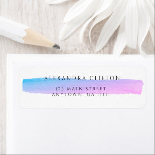 Blue Pink Watercolor Streak Return Address Labels