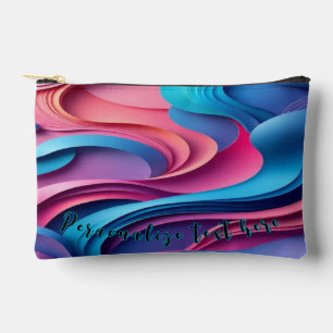 Blue pink wave 3d theme for toiletry bags