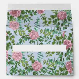 Blue & Pink Wedding Pastel Floral Spring Envelope