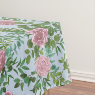 Blue & Pink Wedding Pastel Floral Spring Tablecloth