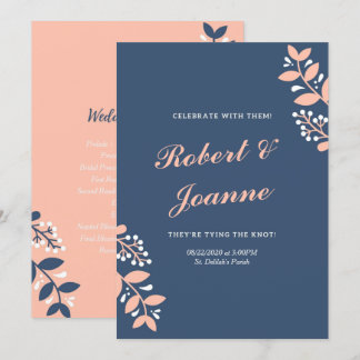 Blue Pink Wedding Program