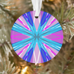 Blue Pink White Star Snowflake Winter Christmas Ornament