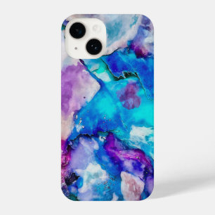 Blue Pink White Watercolor Abstraction iPhone 14 Case