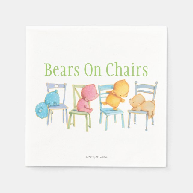 Blue, Pink, Yellow, and Brown Bears Play Napkin (Front)
