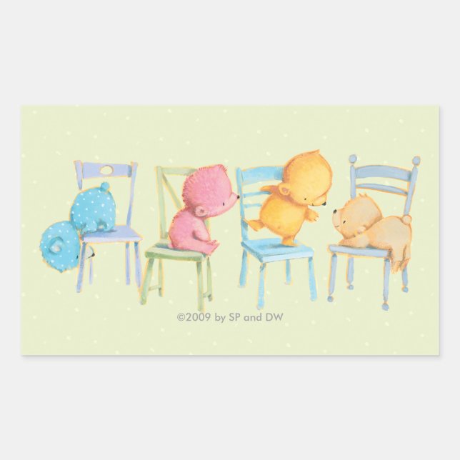 Blue, Pink, Yellow, and Brown Bears Play Sticker (Front)