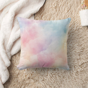 Blue PInk Yellow Cotton Candy Throw Pillow
