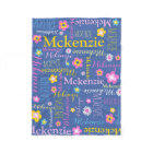 Blue pink yellow girls McKenzie name blanket