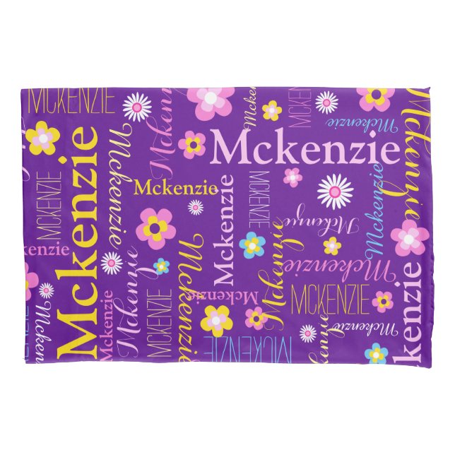 Blue pink yellow purple McKenzie name  Pillowcase (Front)