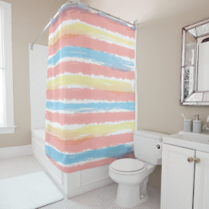 Blue Pink Yellow White Watercolor Stripes 