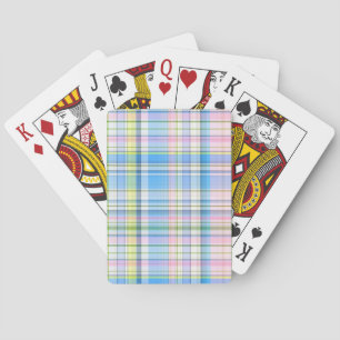 Blue Pink Yellow Wht Preppy Madras Playing Cards