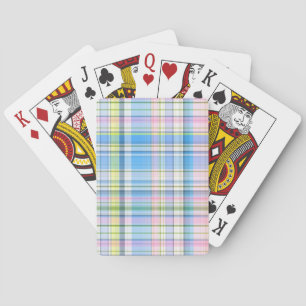 Blue Pink Yellow Wht Preppy Madras Playing Cards