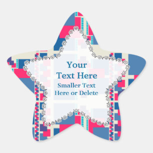 Blue PinkModern Abstract Star Label Sticker