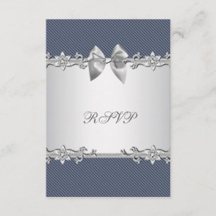 Blue Pinstripe Blue Silver Baby Boy Shower RSVP