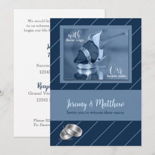 Blue Pinstripe Gay Faire-part de mariage