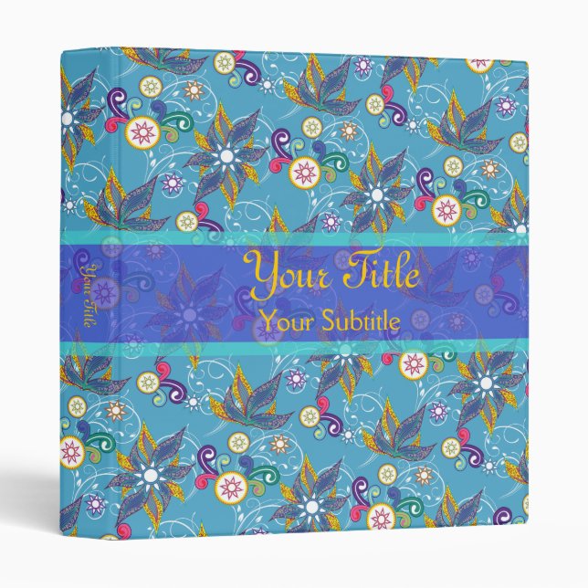 Blue Pinwheel Flowers Binder (Front/Spine)