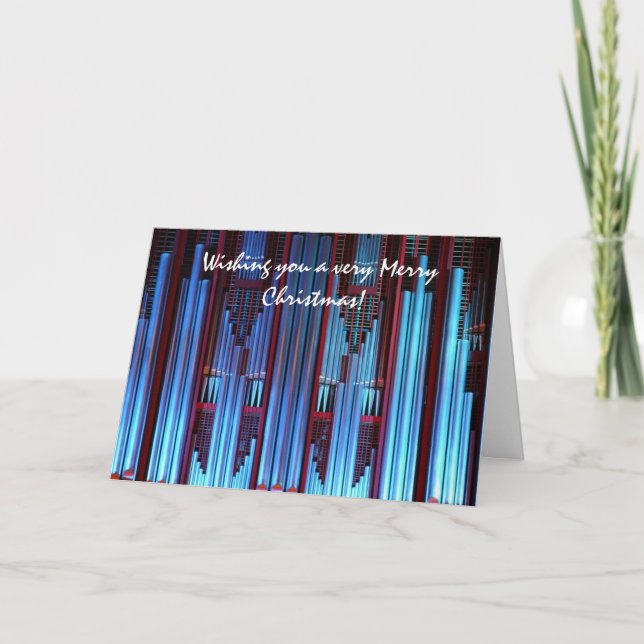 Blue pipes organ Christmas card (Front)