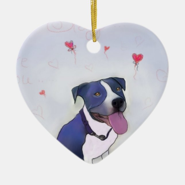 Blue Pit Good Dog Ceramic Ornament (Front)