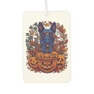 Blue Pitbull Halloween Pumpkins Autumn Leaves Bats Air Freshener