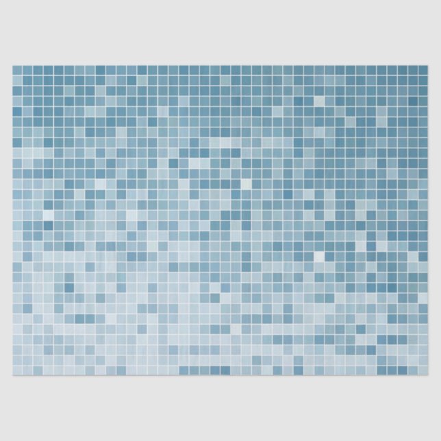 Blue Pixel Mosaic Gradient Tissue Paper (Front)