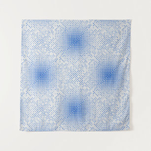 Blue Pixels Pattern. Off-white BG Tapestry