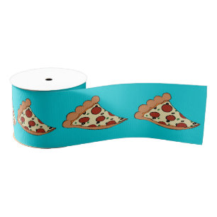 Blue pizza slices tiled ribbon grosgrain ribbon